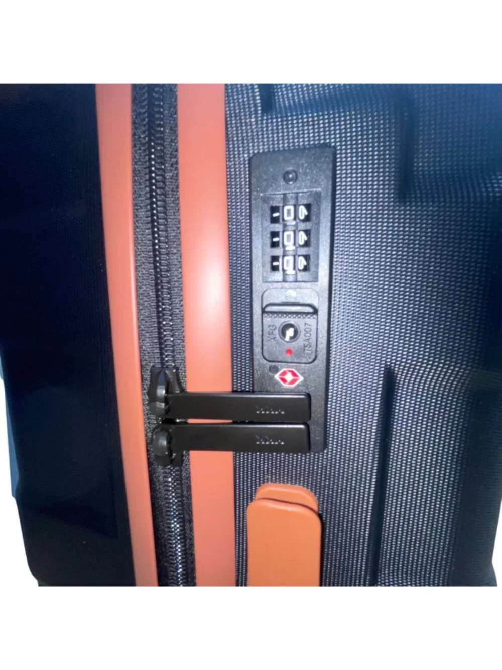 Tilymol Black & Orange Telescopic Handle TSA Lock Hard-Shell Spinner Luggage